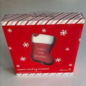 Tiny Ideas Red Ceramic Stocking Ornament